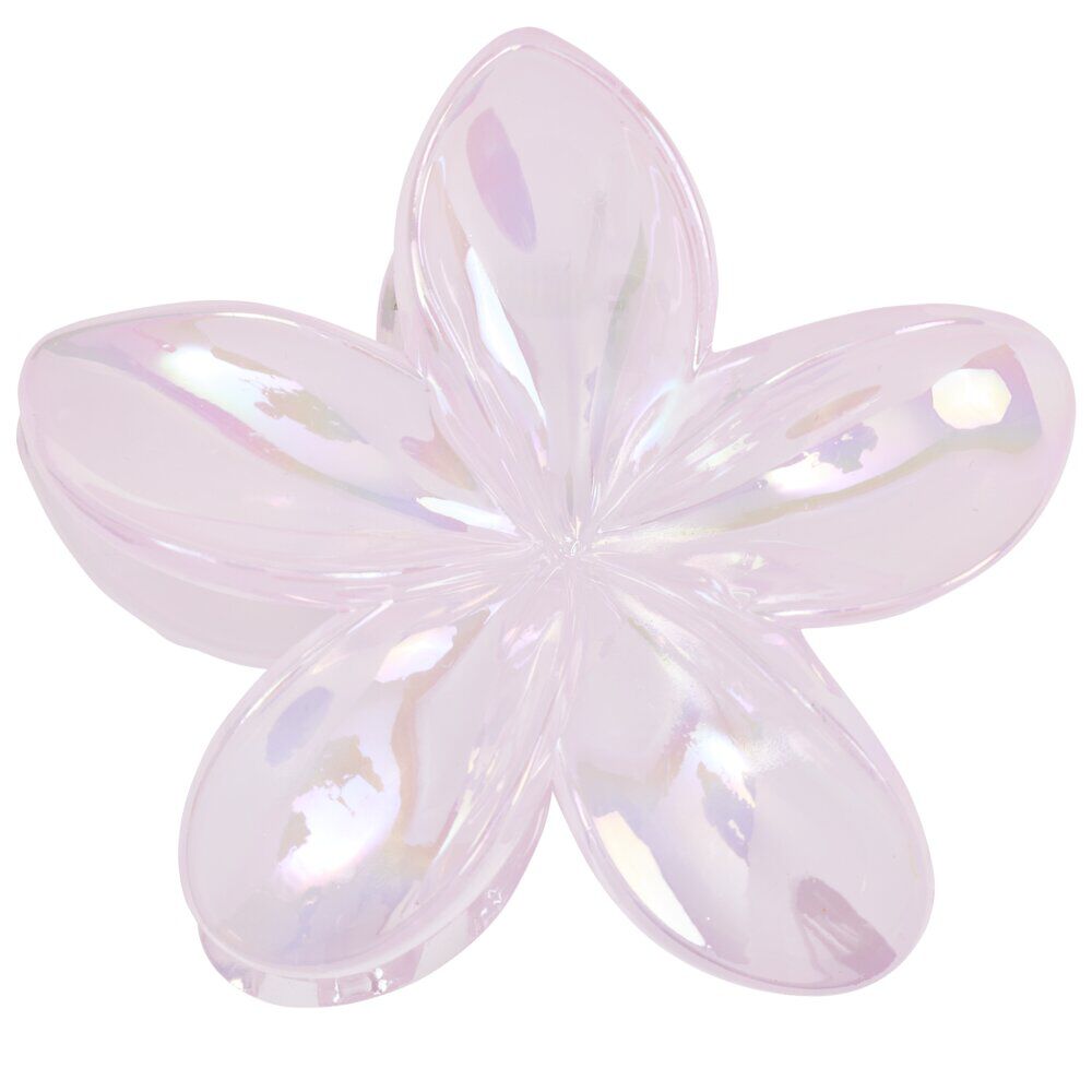 Pince cheveux fleur de tiaré plastique rose L10cm