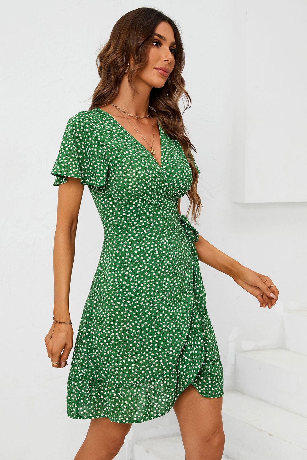 FS Collection Floral Print Mini Wrap Dress