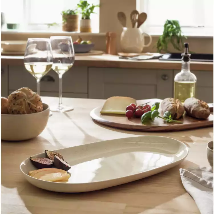 Habitat Evora Stoneware Serving Platter - Natural