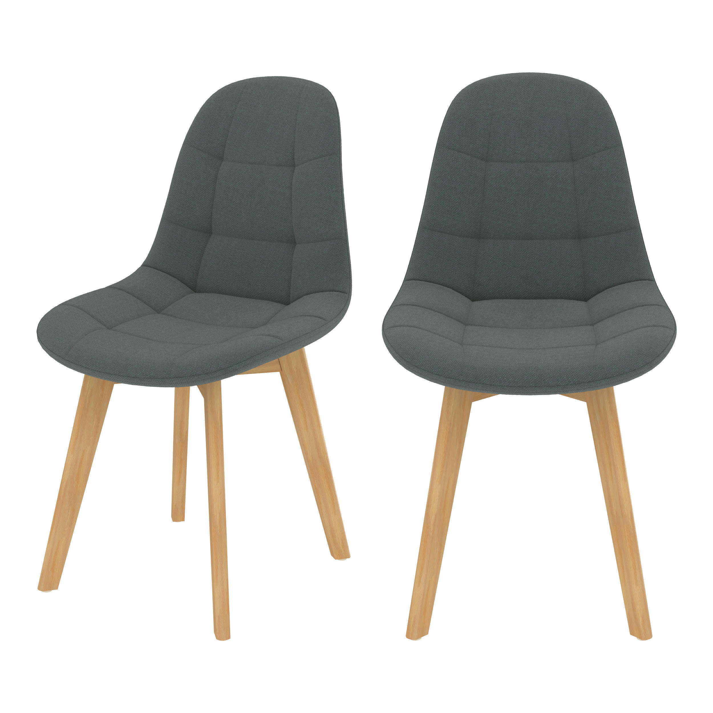 YOLO - Chaise gris foncé et pieds en bois d'hêtre (lot de 2)