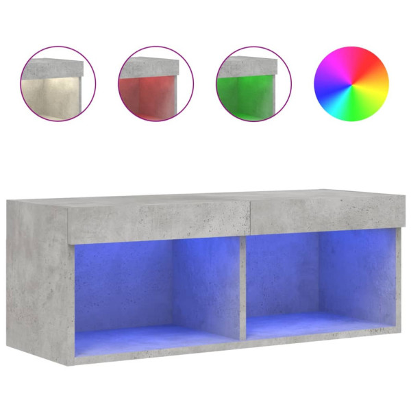 Szafka TV z oświetleniem LED szarość betonu 80x30x30 cm