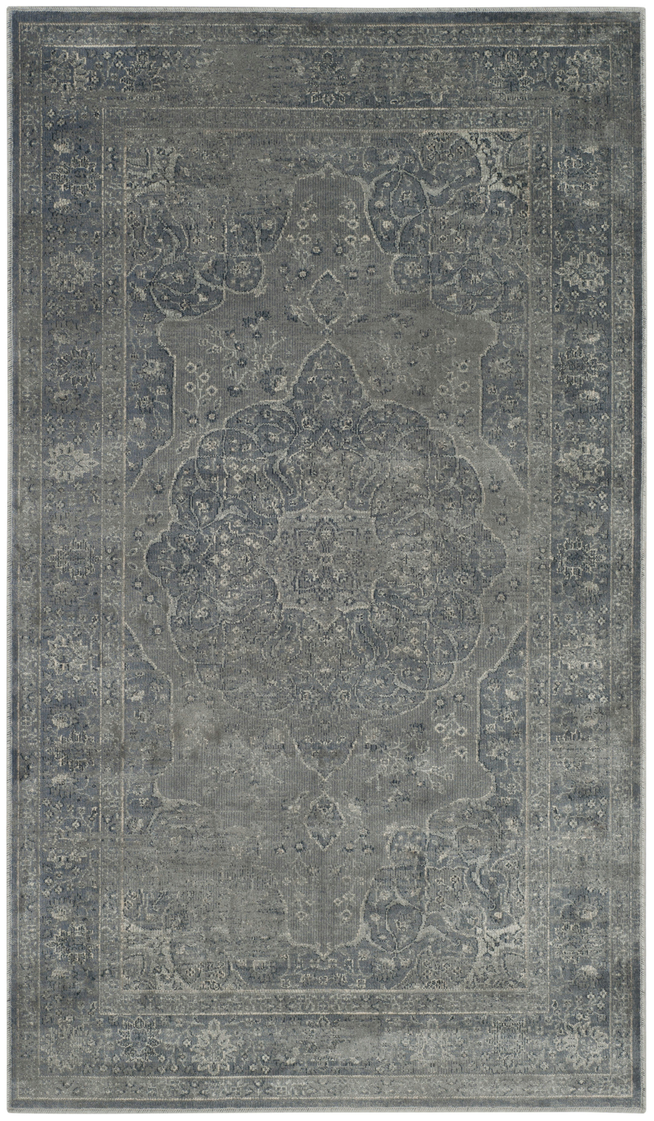 VINTAGE - Tapis de salon interieur en bleu clair & gris clair, 99 x 170 cm