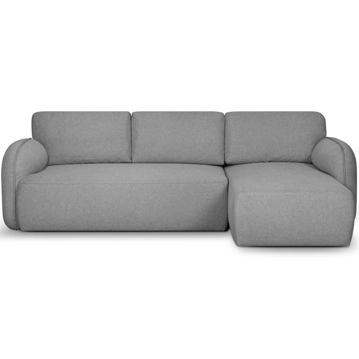 COZY - Canapé d'angle réversible convertible 5 places +coffre, gris chiné