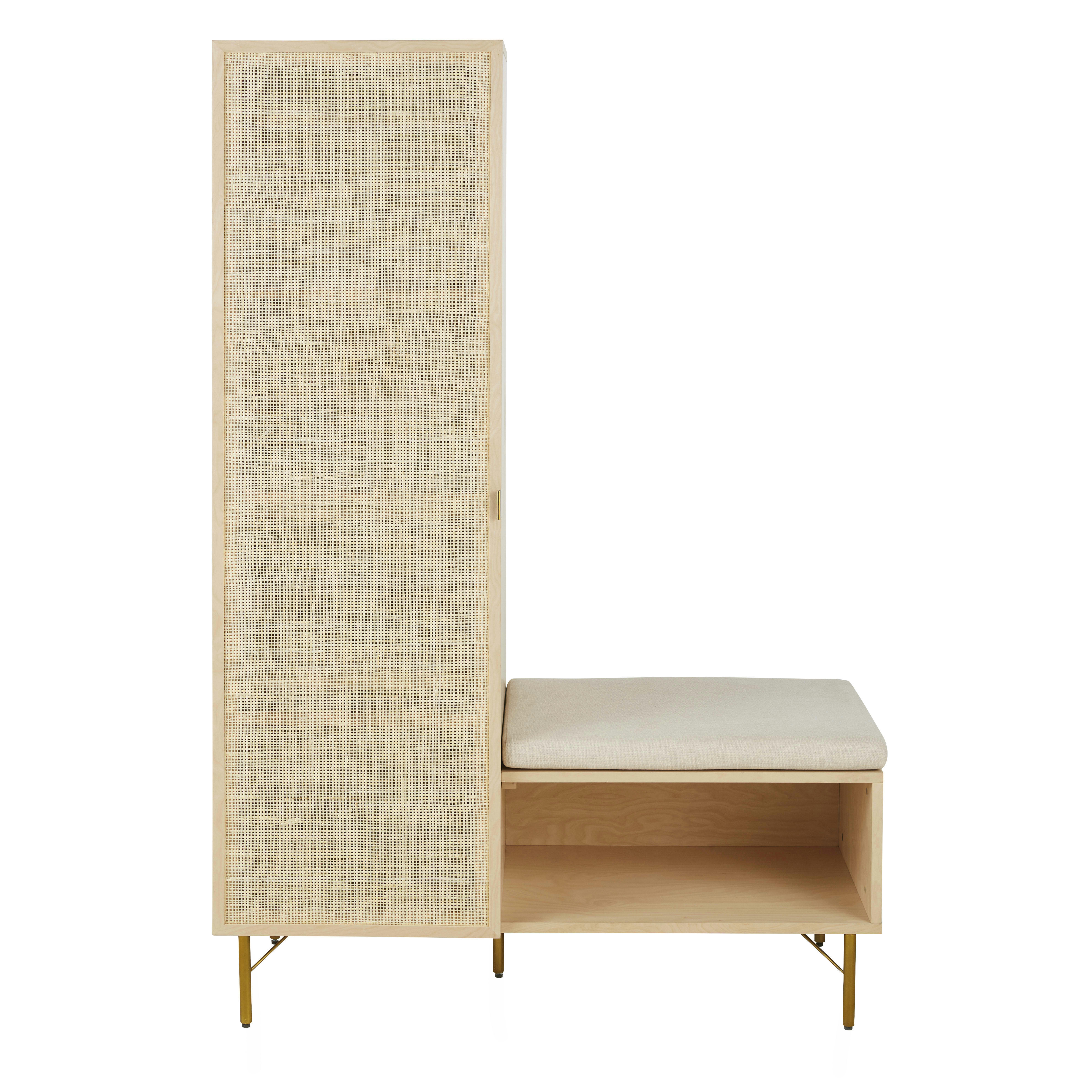 Solstice - Vestiaire 1 porte en rotin tressé 1 niche