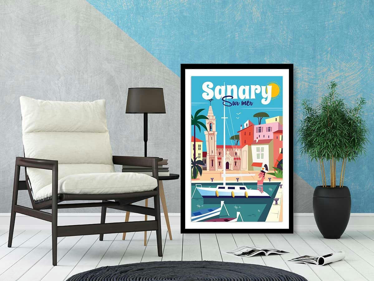 - Affiche vacances à Sanary sans cadre 60x90cm