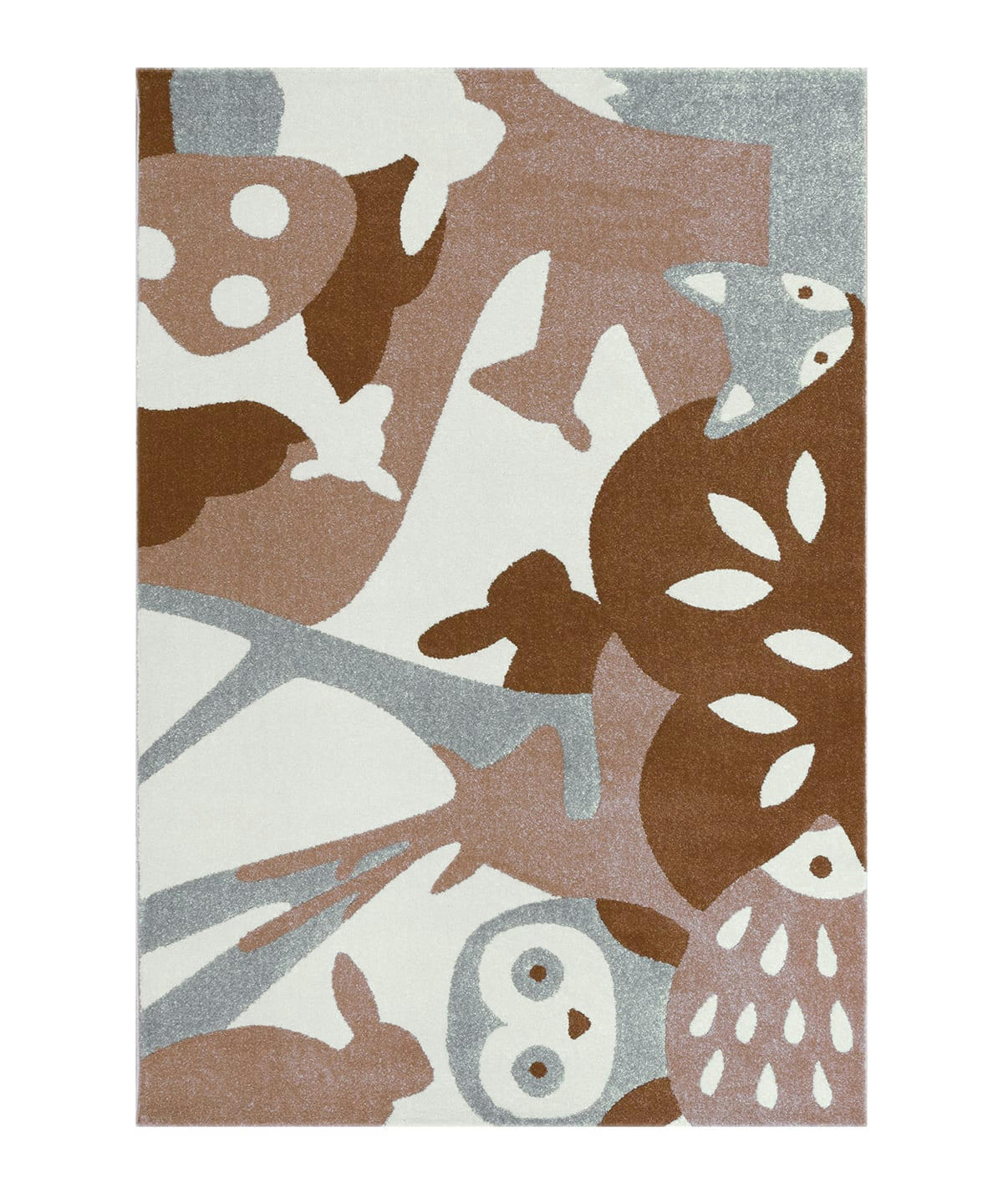 PUZZLE - Tapis ludique enfant animaux de la foret beige 80x150, OEKO-TEX®