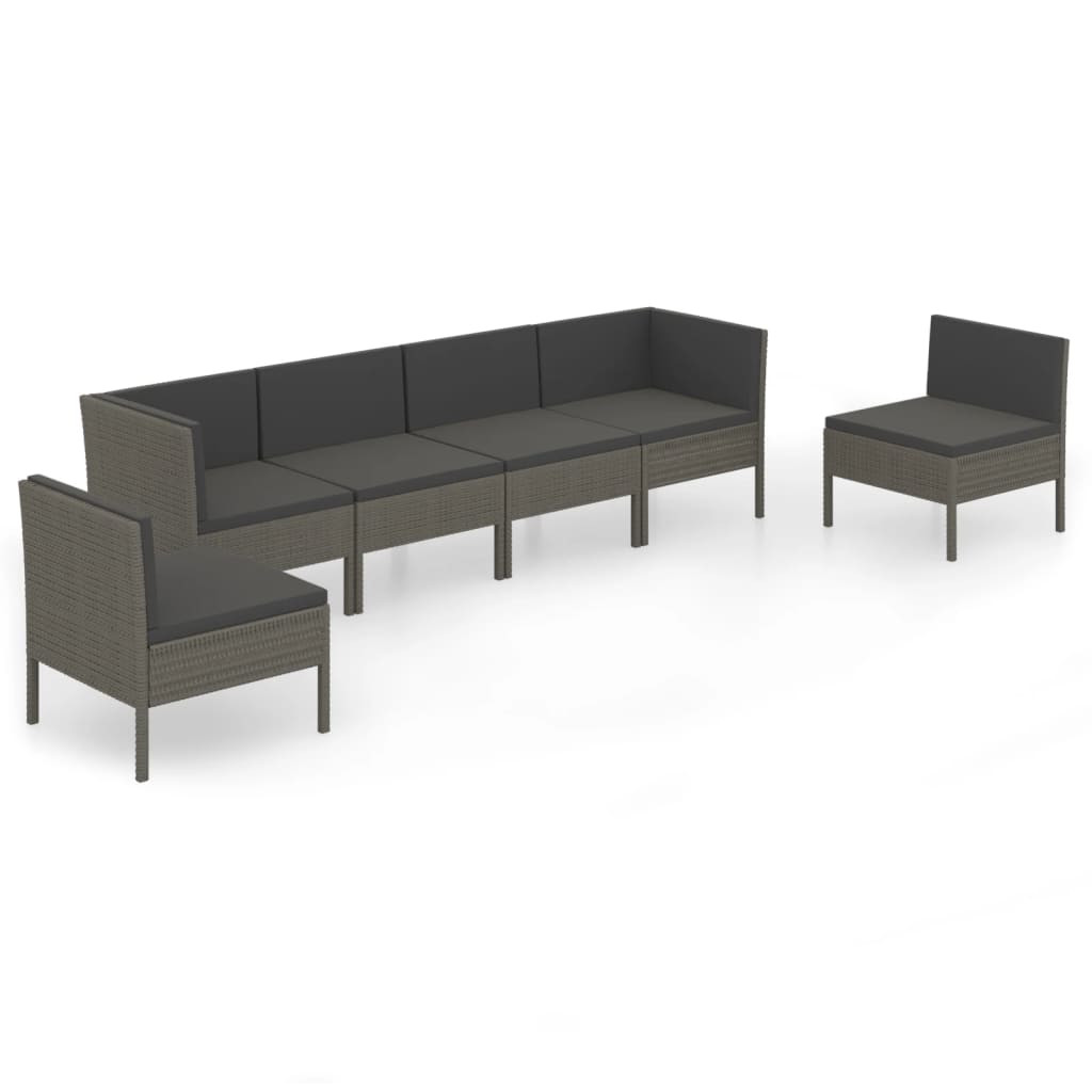 Zestaw wypoczynkowy do ogrodu Szary Technorattan 2x narożna   4x sofa