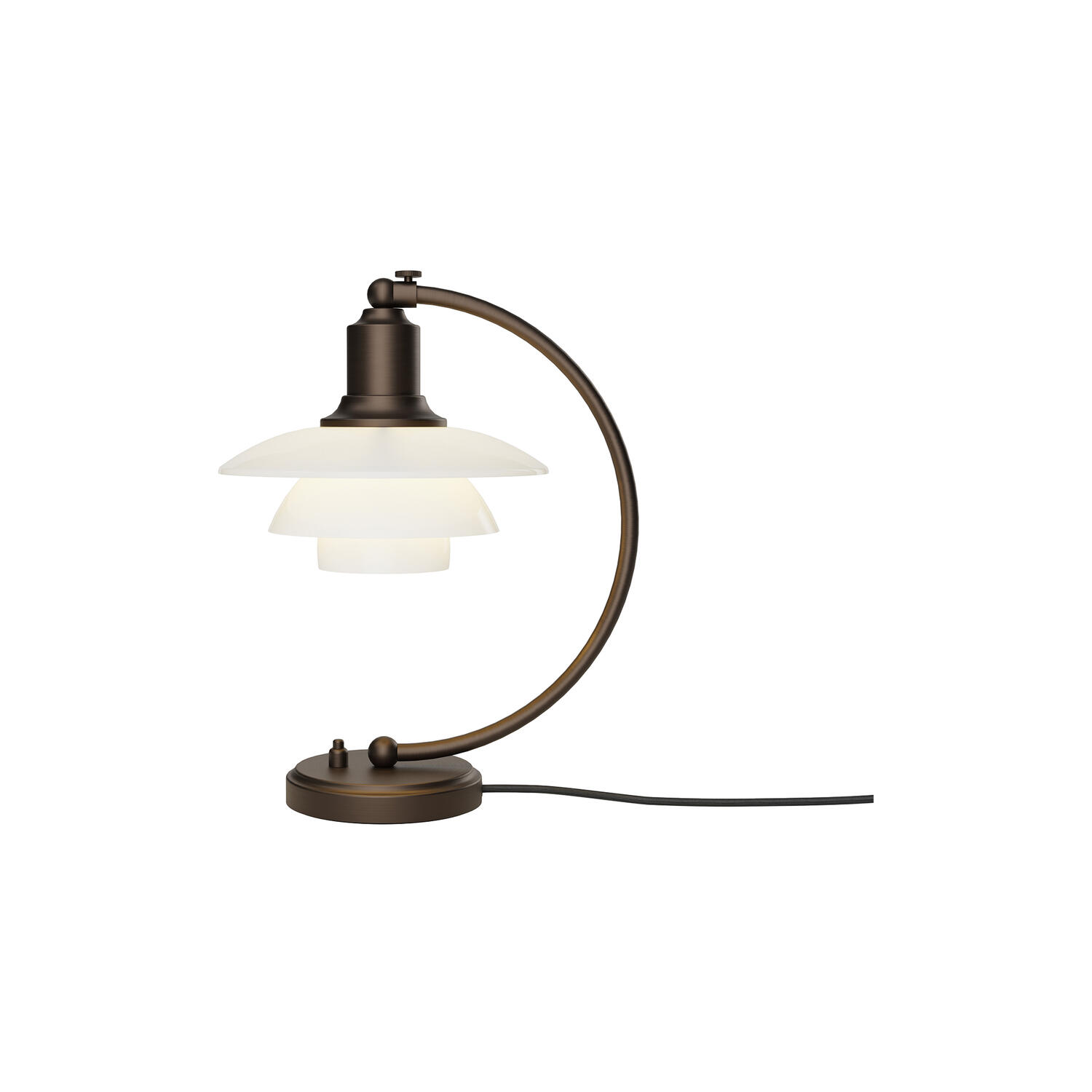 PH 2/2 Luna bordlampe, aged brass/opal glass
