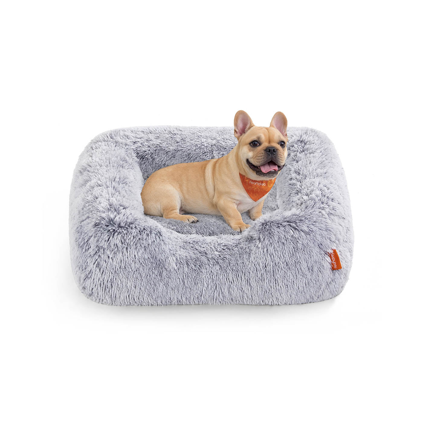 Panier pour chien avec bords surélevés et housse lavable en gris
