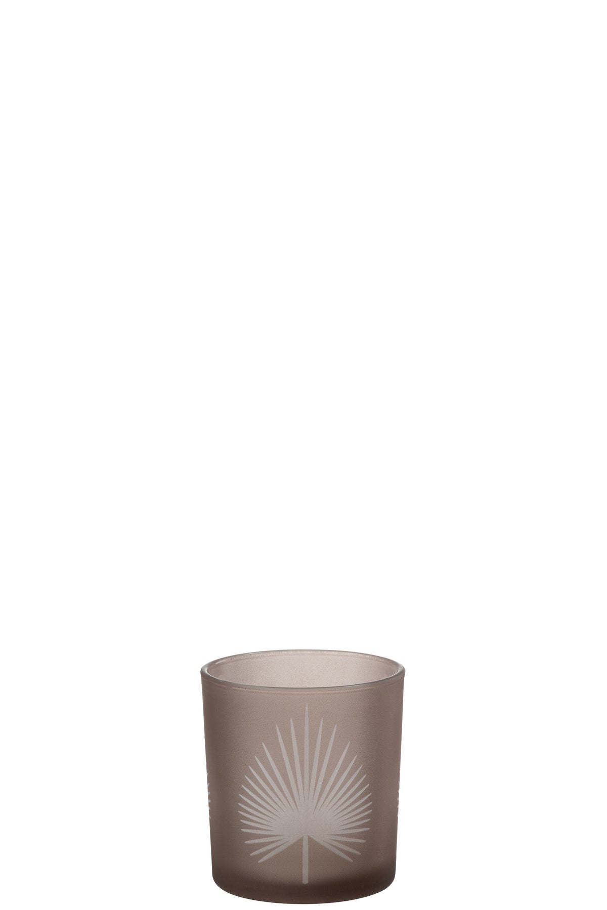 J-Line windlicht Palmblad - glas - beige - small - 6 stuks