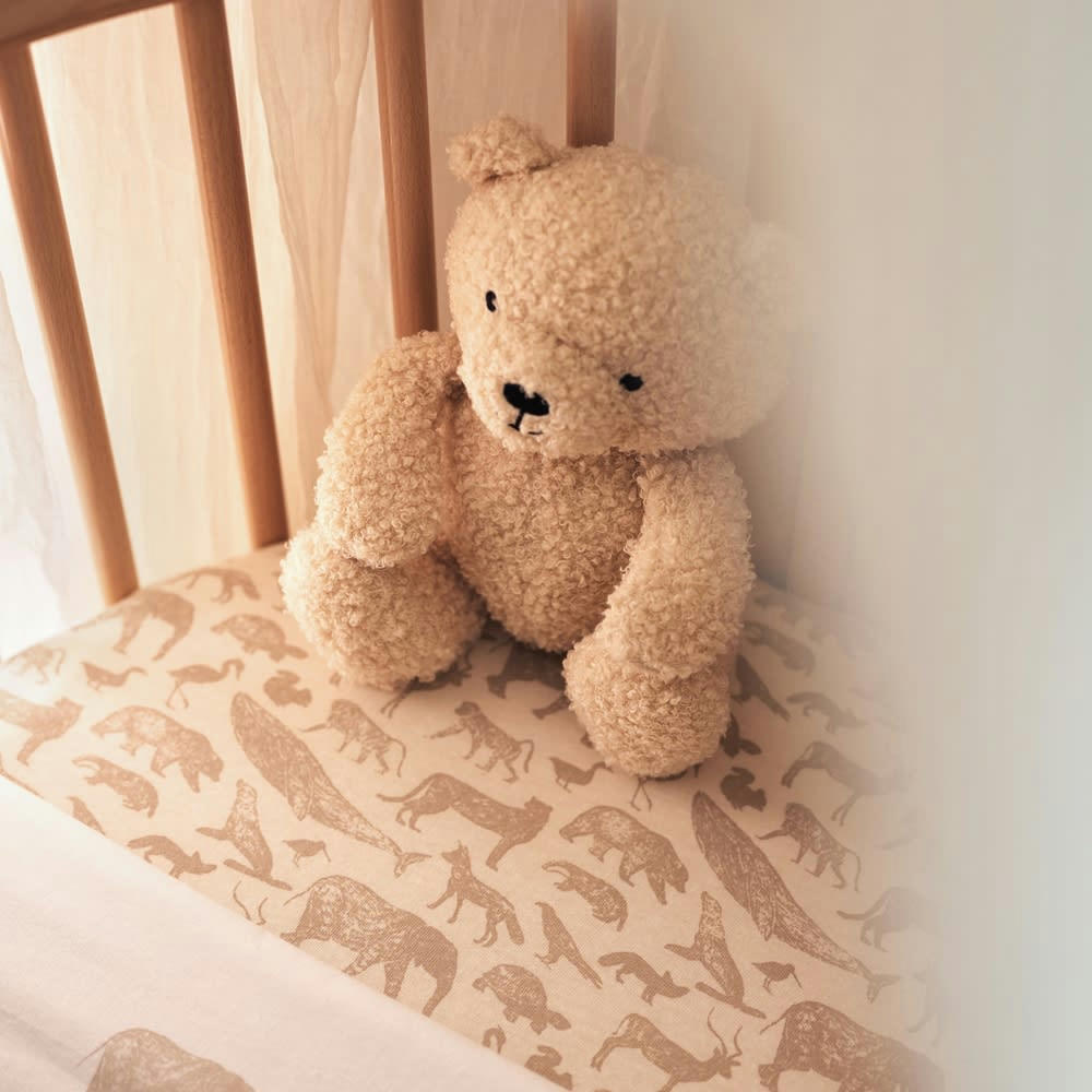 - Drap housse en jersey Animals Nougat (70 x 140 cm)