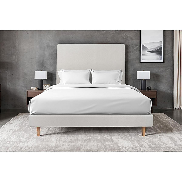 Lit avec tête de lit tapissier velours et sommier tapissier- Lit en bois massif
