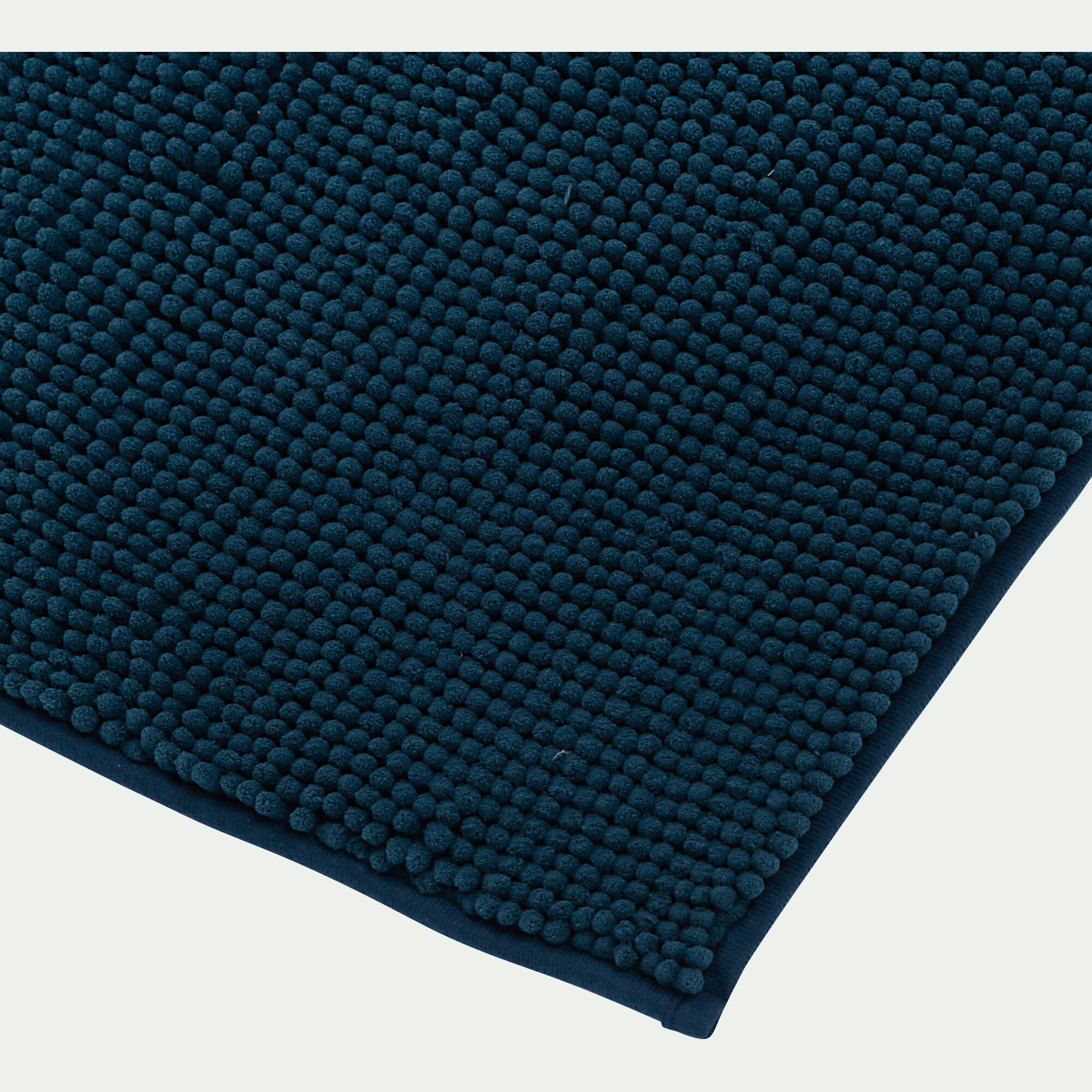 PICUS - Tapis de bain chenille en polyester - bleu figuerolles 50x120cm