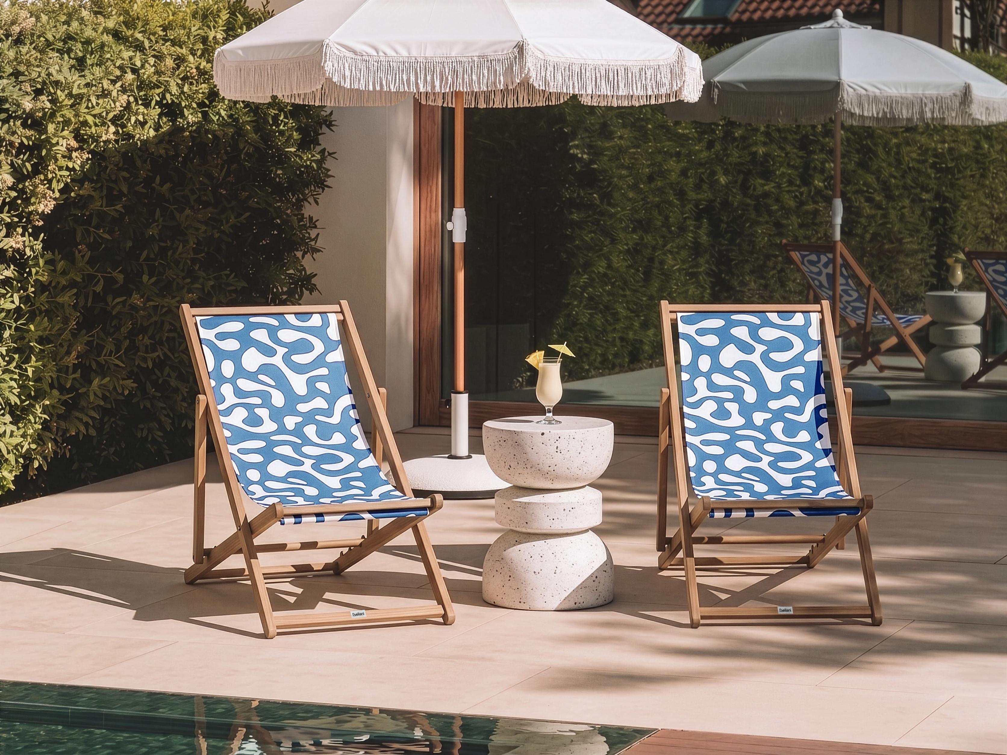 Set of 2 Sun Lounger Replacement Fabrics ANZIO/AVELLINO 113 x 44 cm Blue