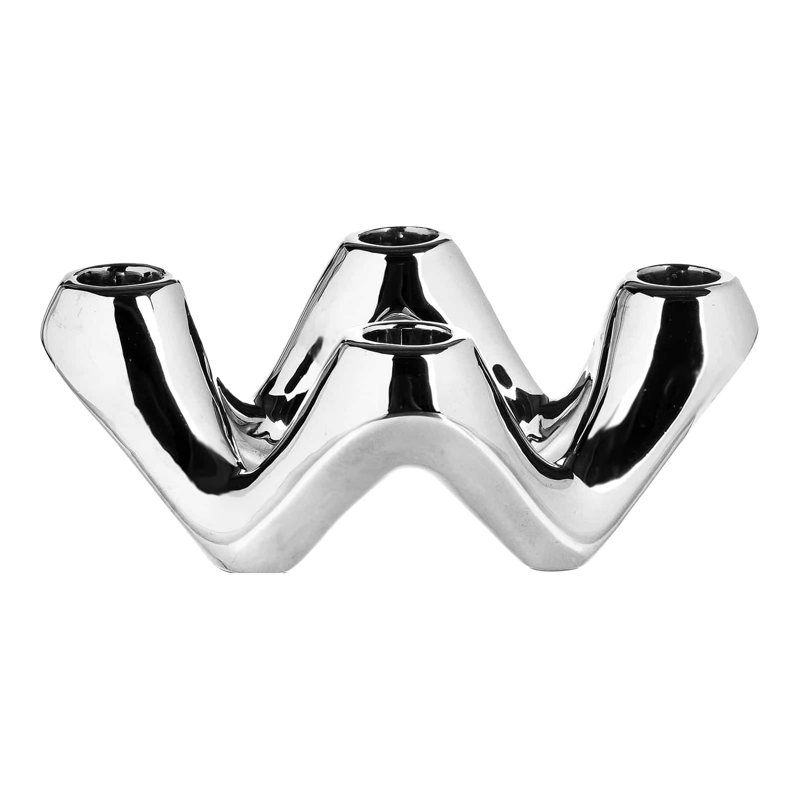 Stabkerzenhalter mit 4 Tüllen Silber,L 195 x B 150 x H 70 mm