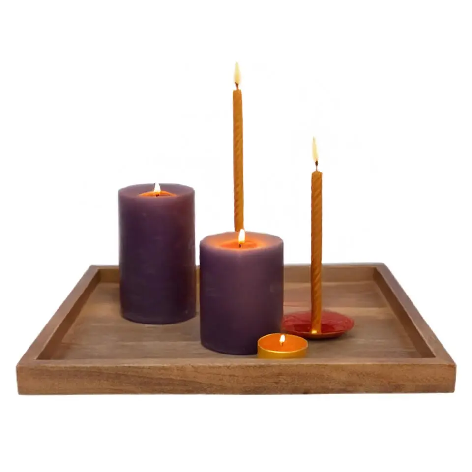 DK Design Kaarsenbord/dienblad Mumbai - mangohout - 29 x 16 cm