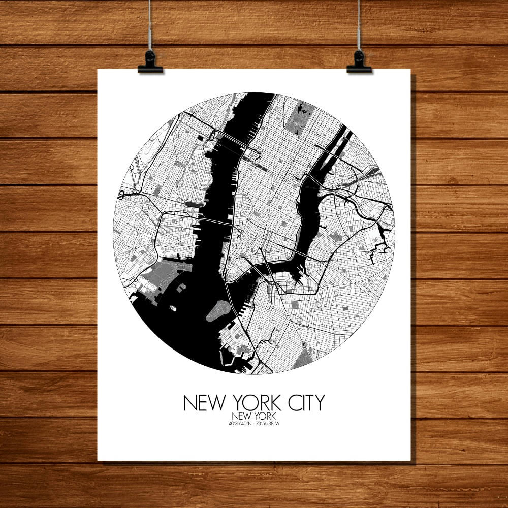 - Affiche New york Carte ronde 40x50