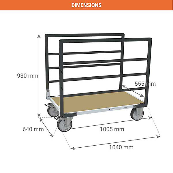 Chariot modulaire 2 ridelles - Plateau 1005x555mm - Charge max 500kg - 806724513