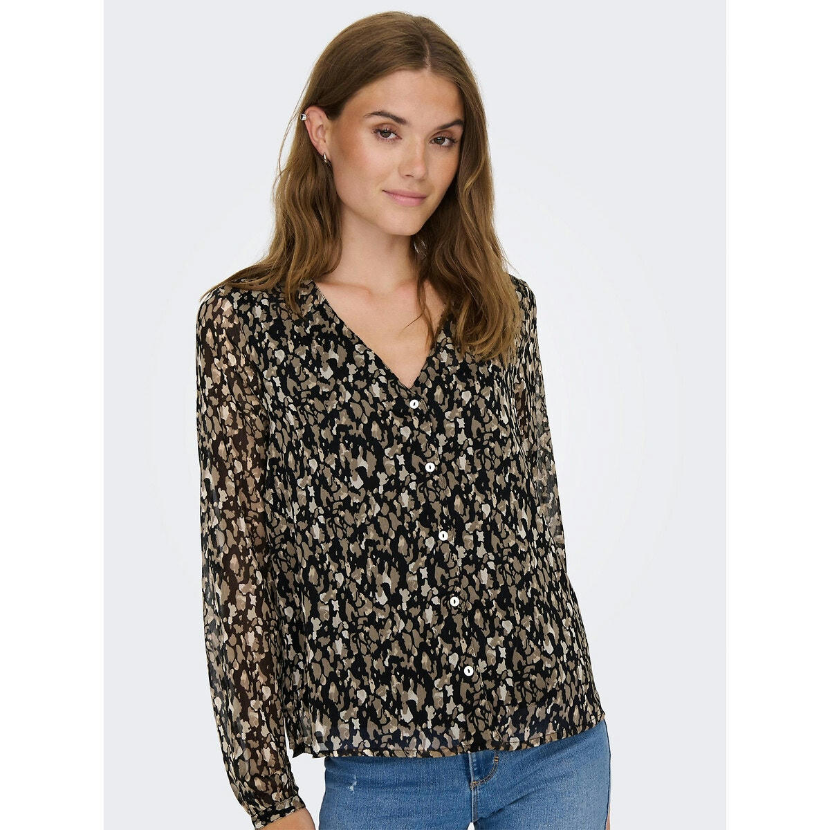 Blouse fluide imprimée, col V