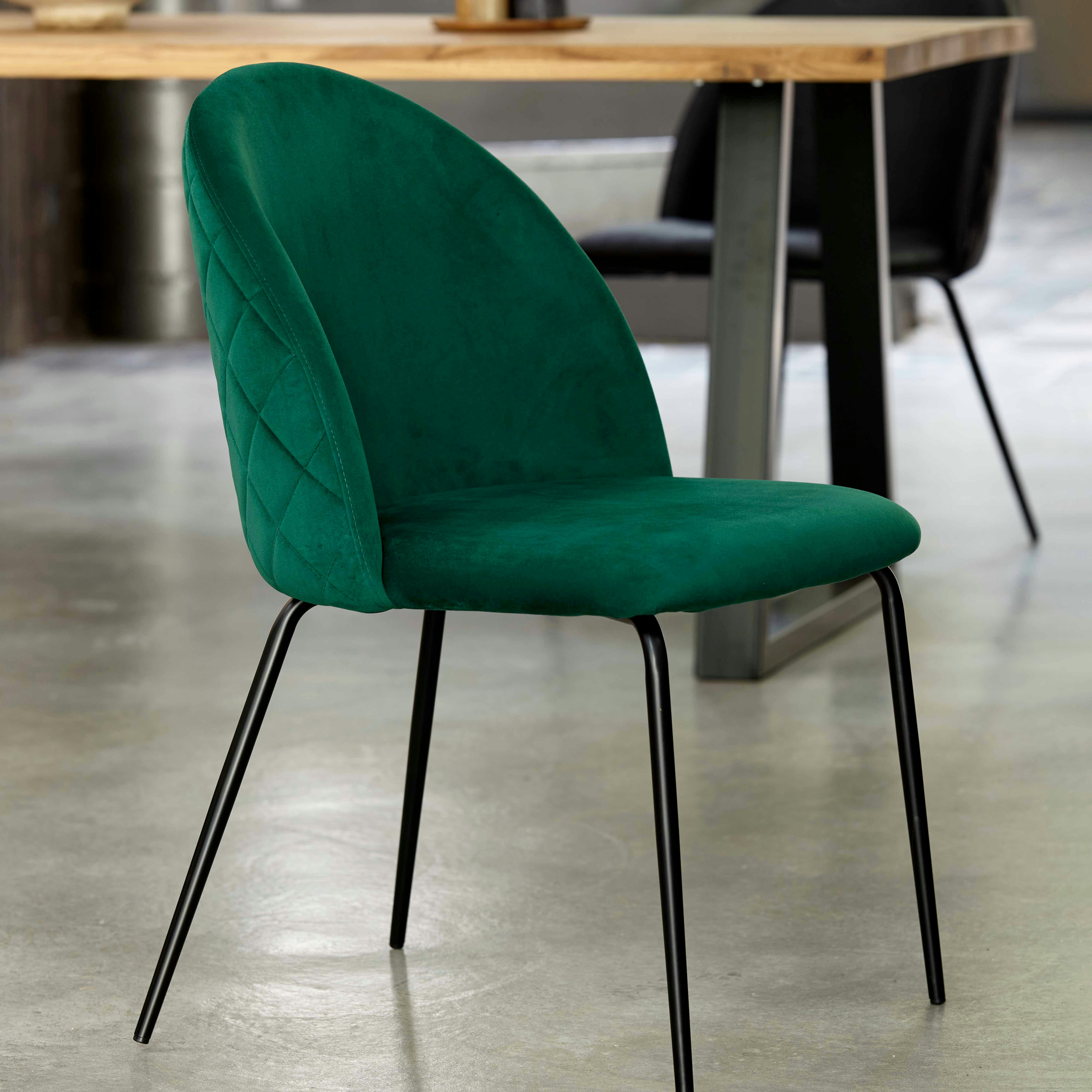CHESTER - Lot de 4 chaises en velours vert foncé