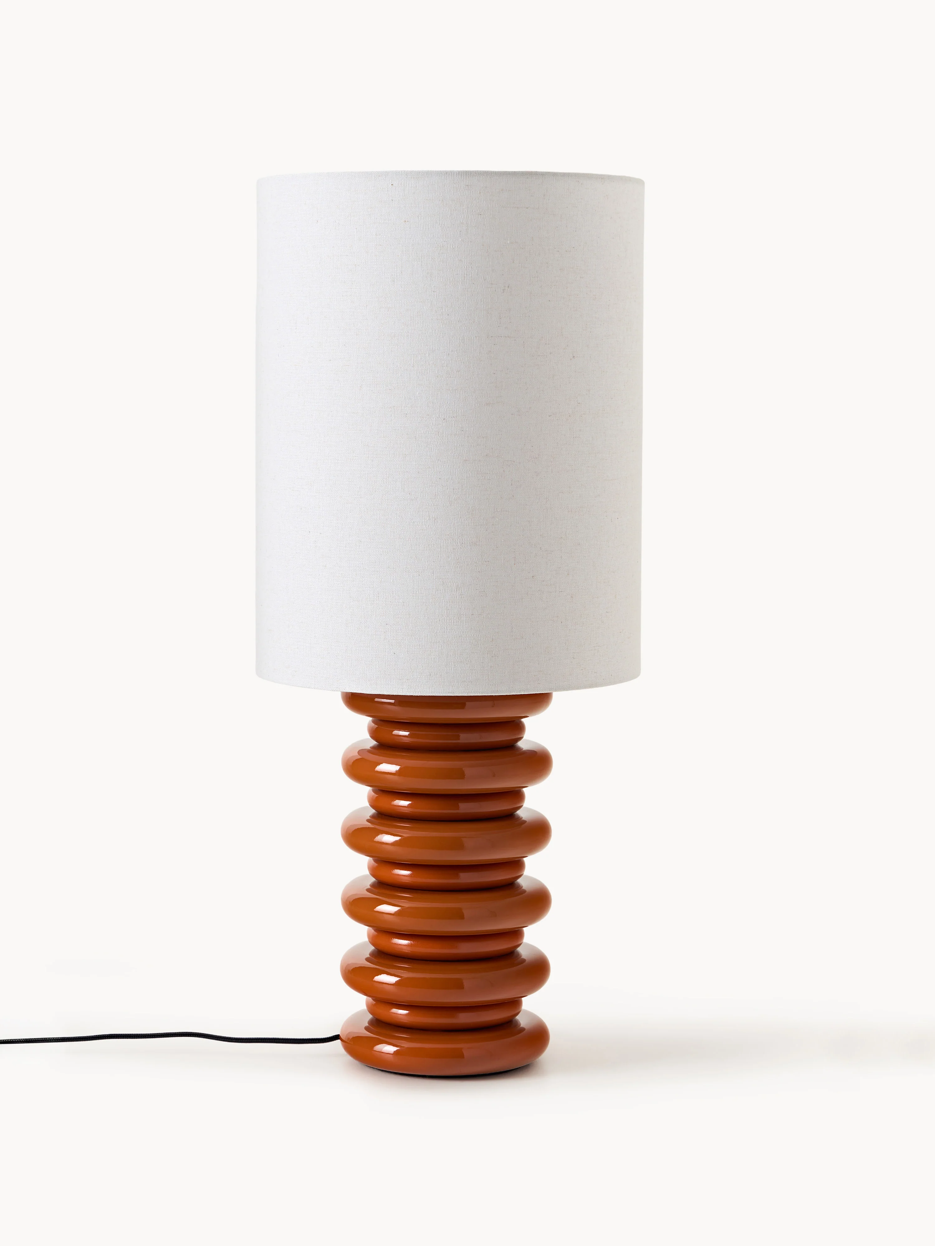 Große Tischlampe Nicolas mit Holzfuß