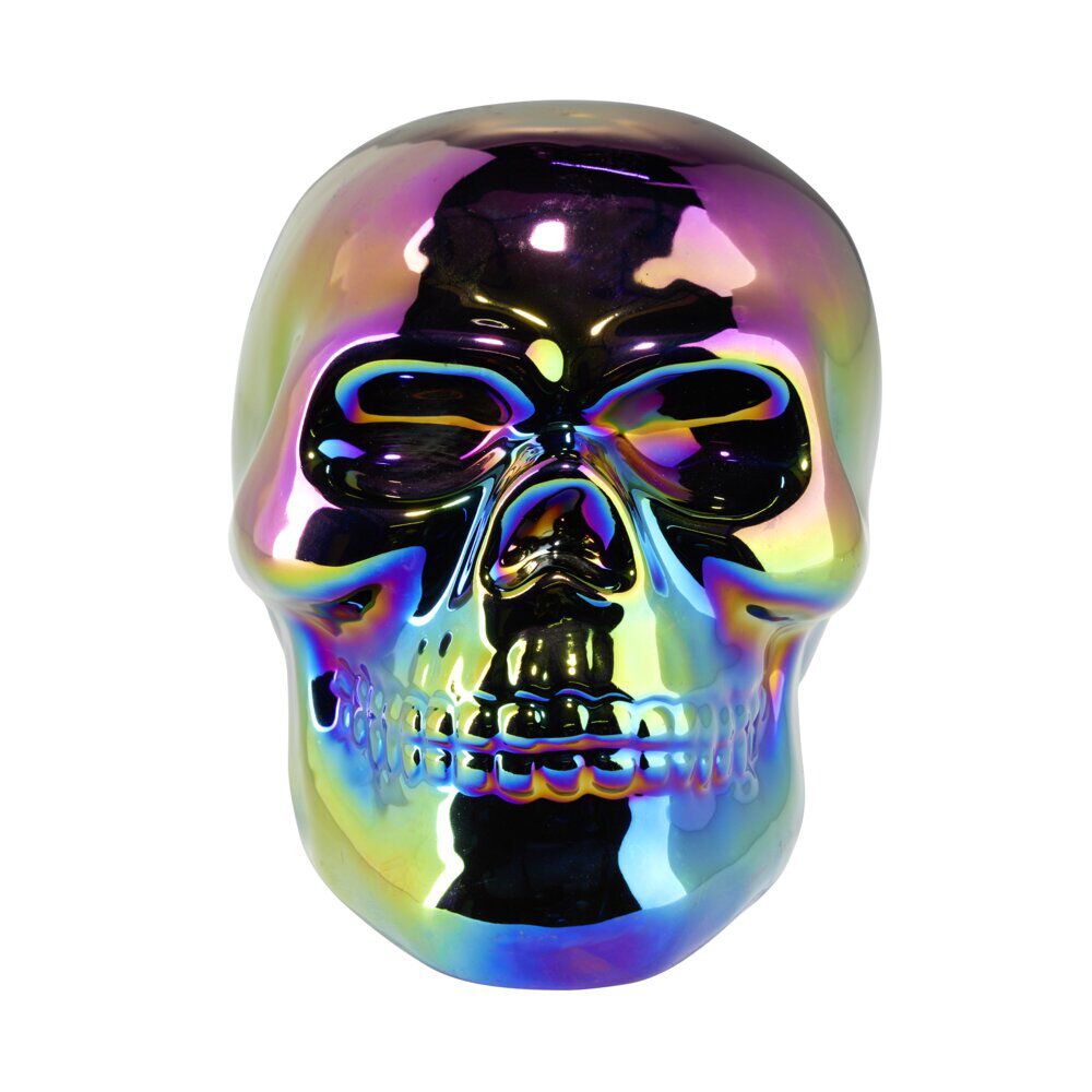 Décoration Halloween à poser Spirit crâne céramique iridescent 15x12xH11cm