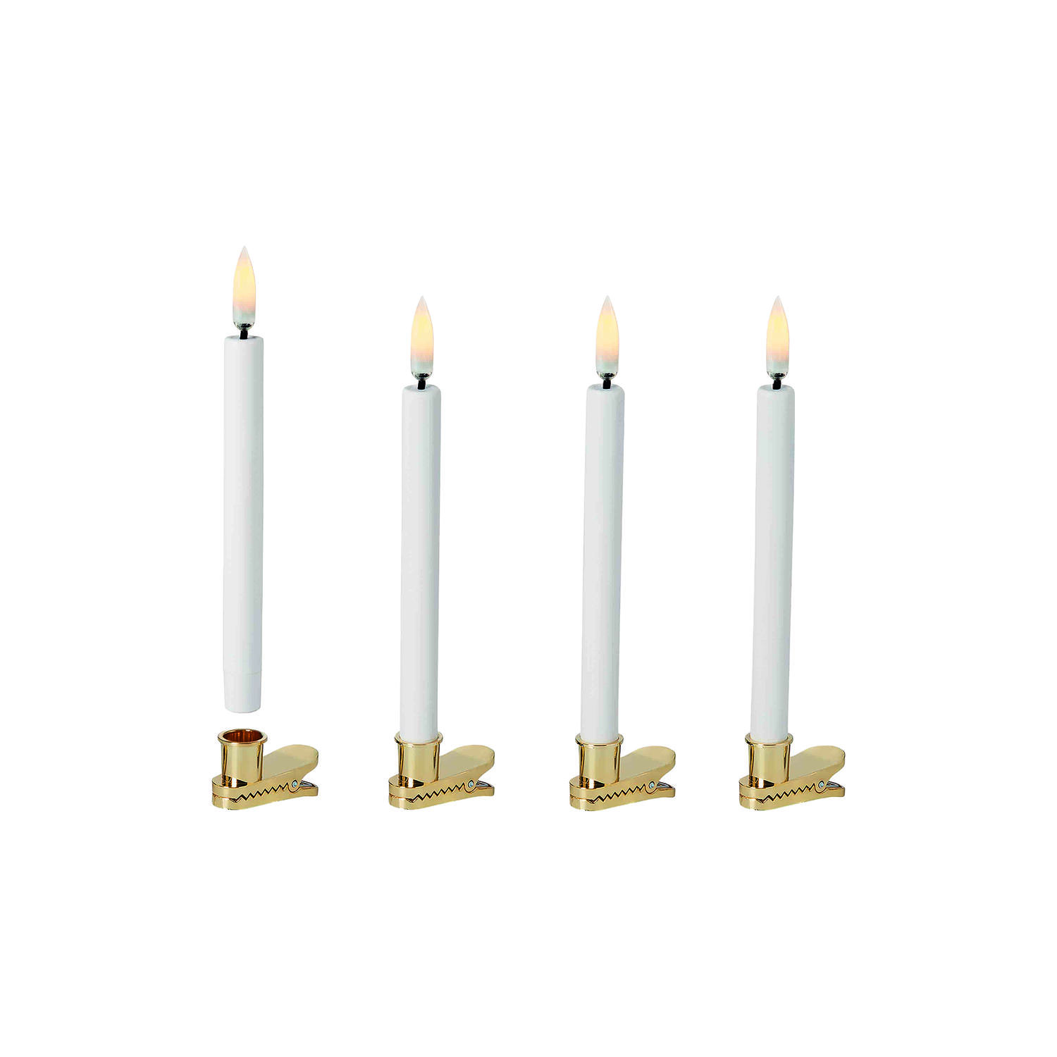 LED Christmas Tree Taper Candles with Clips 4 pcs
