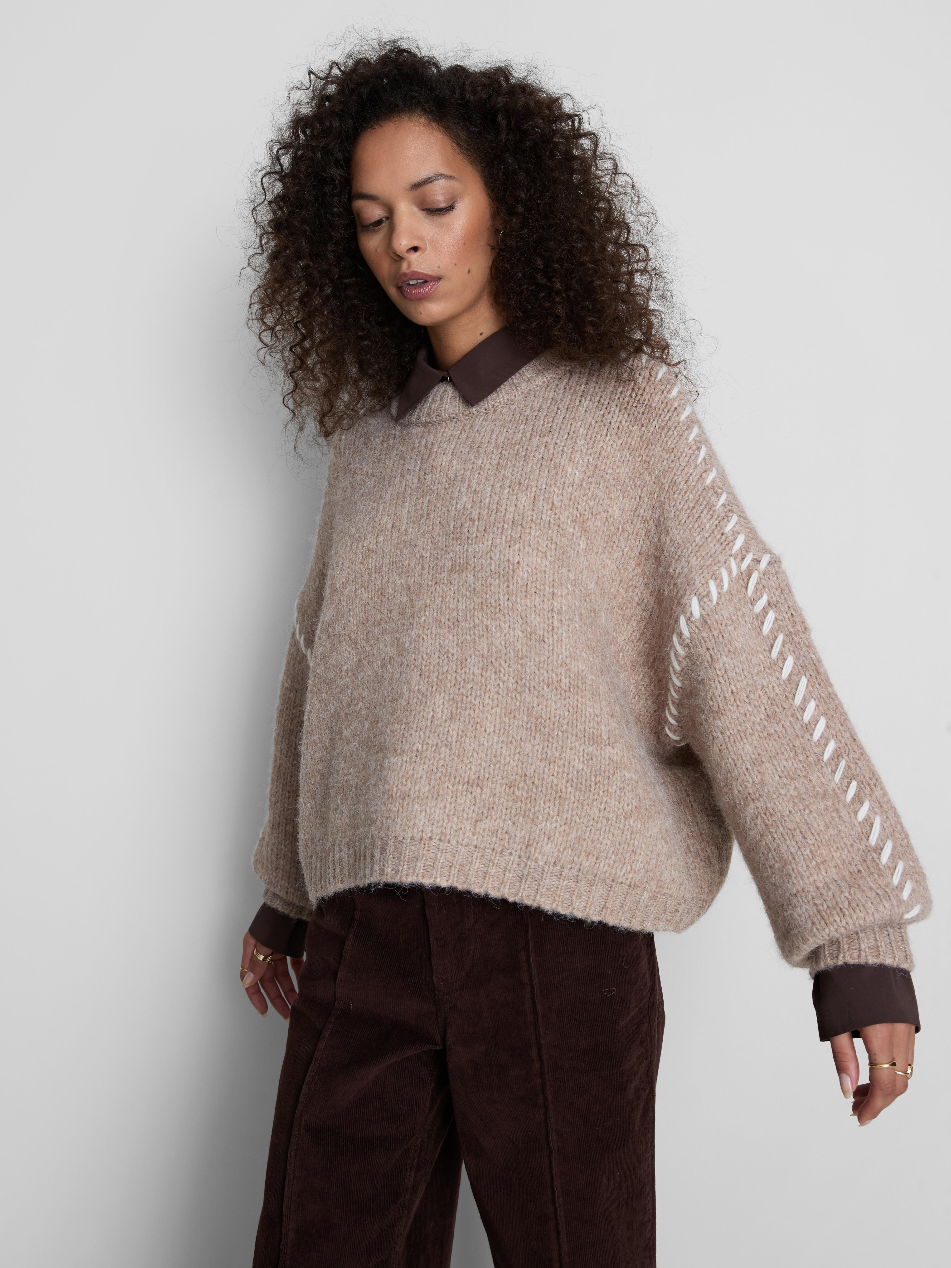 Relaxed Contrast Stitch Sweater