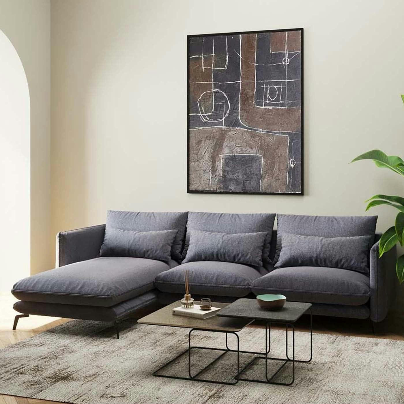 MONZA - Canapé d'angle Monza gris gauche Kare Design