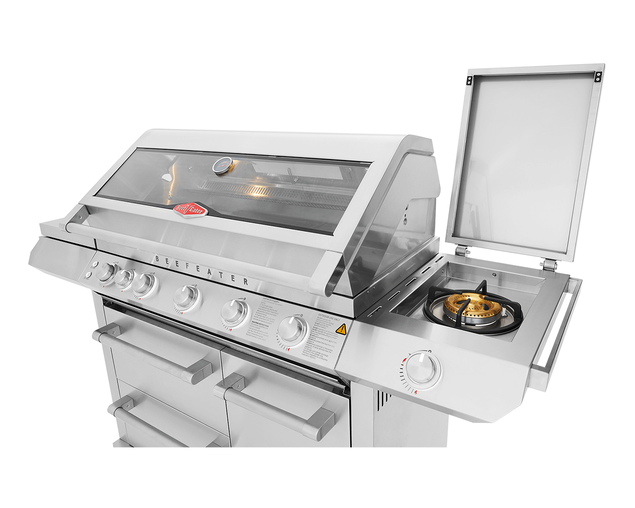 BeefEater 7000 Premium 5 Burner Flame Failure BBQ on Side Burner Cart