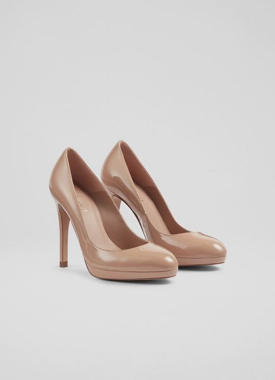 Sledge Beige Patent Platform Courts