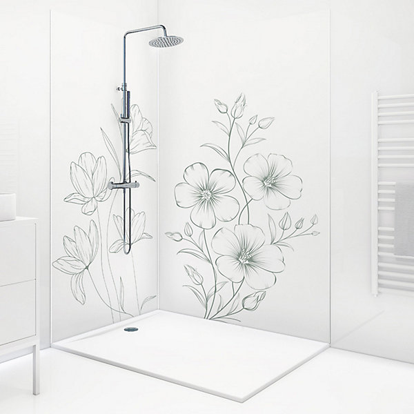 Lot de 2 panneaux de douche en aluminium (90x220 &120x220 cm)   profilés blanc - Charme - Vert