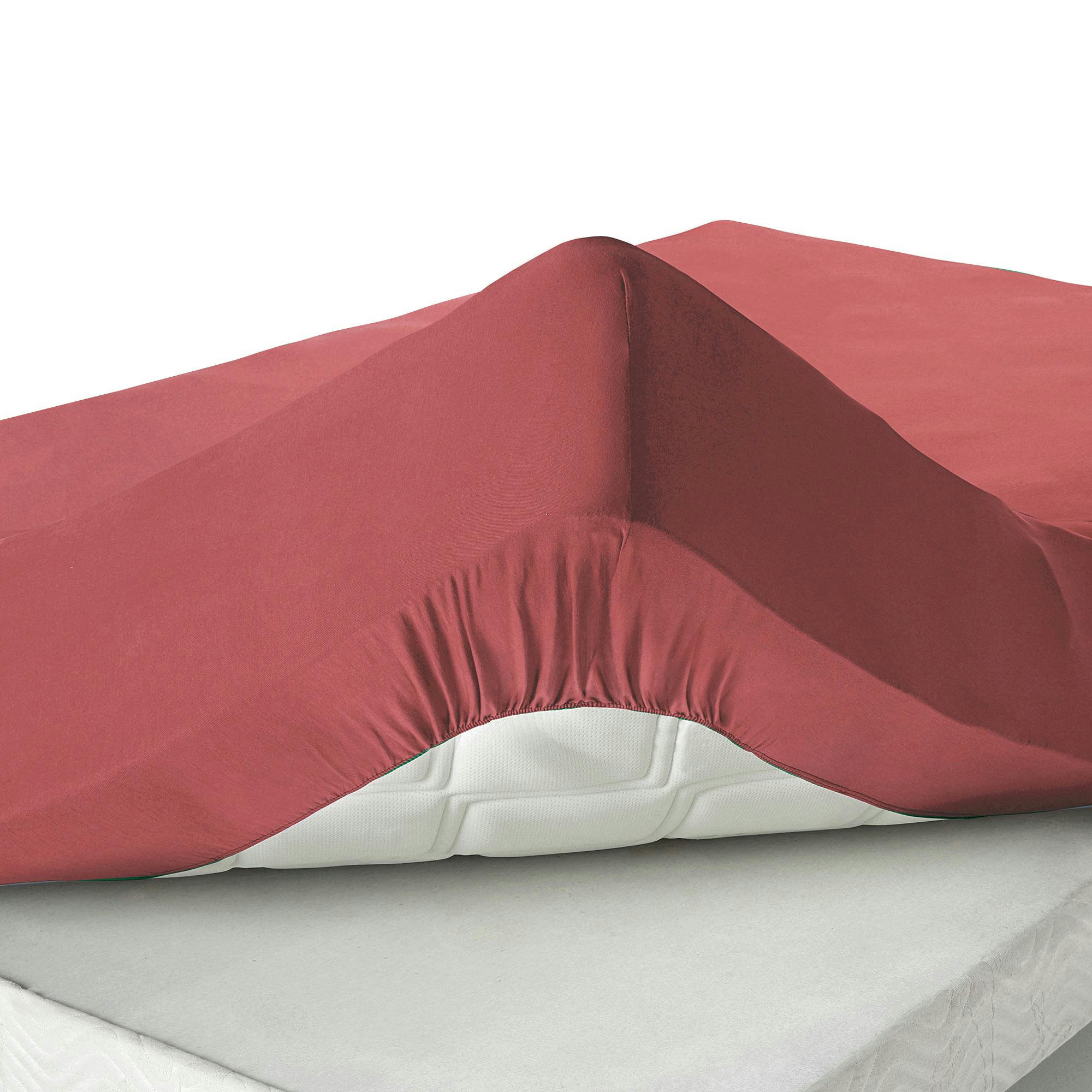 GRANDS BONNETS - Drap-housse grand bonnet 160x200x30 orange sienne en coton