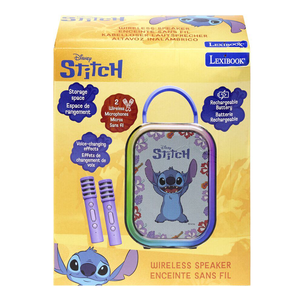 Enceinte karaoké Stitch bluetooth plastique avec 2 micros H22cm