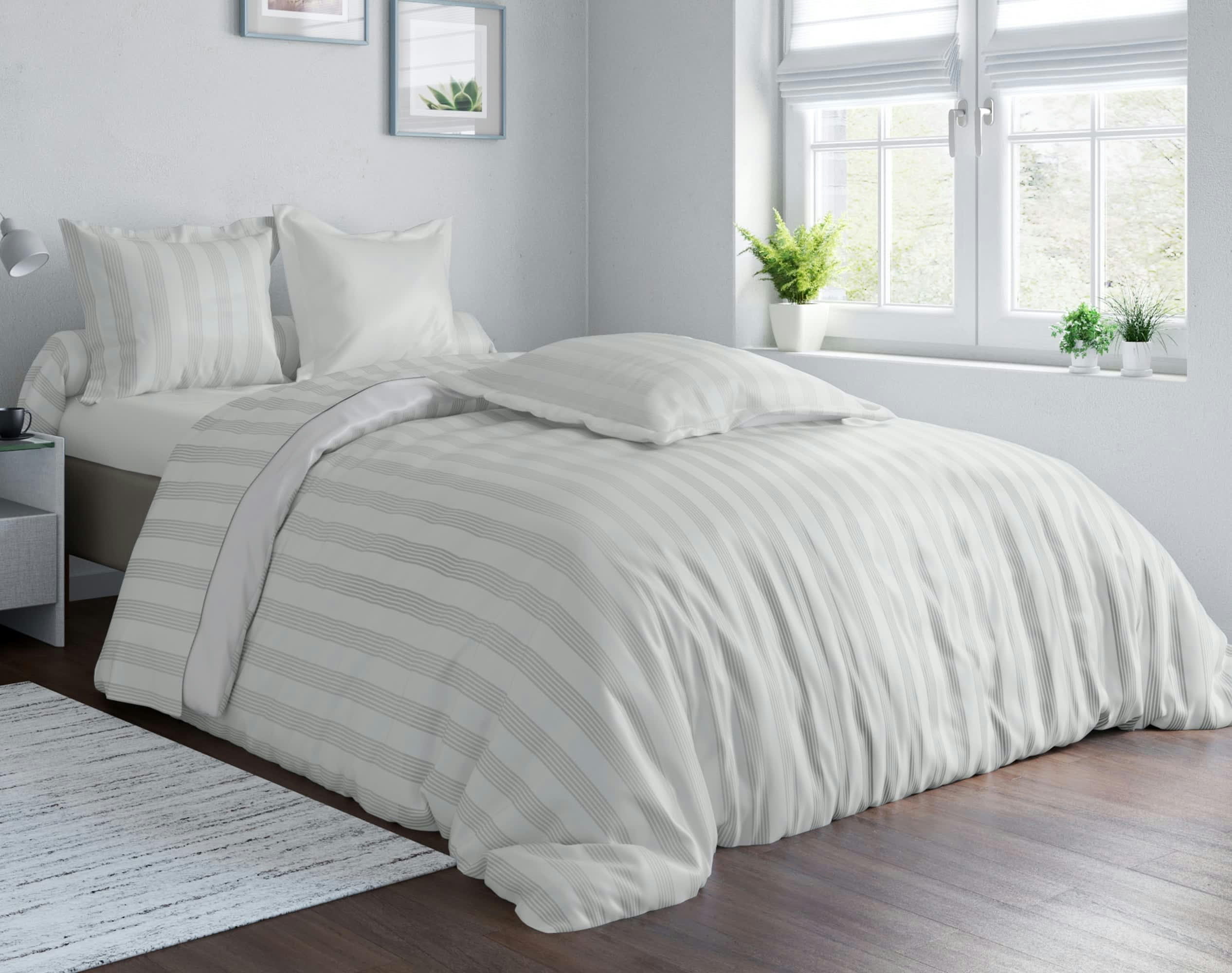 SATIN - Drap-housse 140x190 blanc en satin de coton