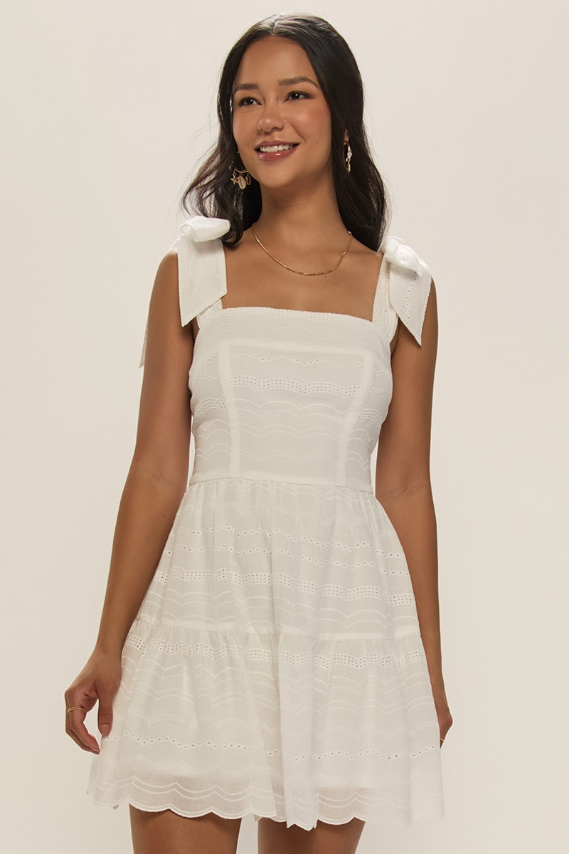 Anne Tiered Eyelet Mini Dress