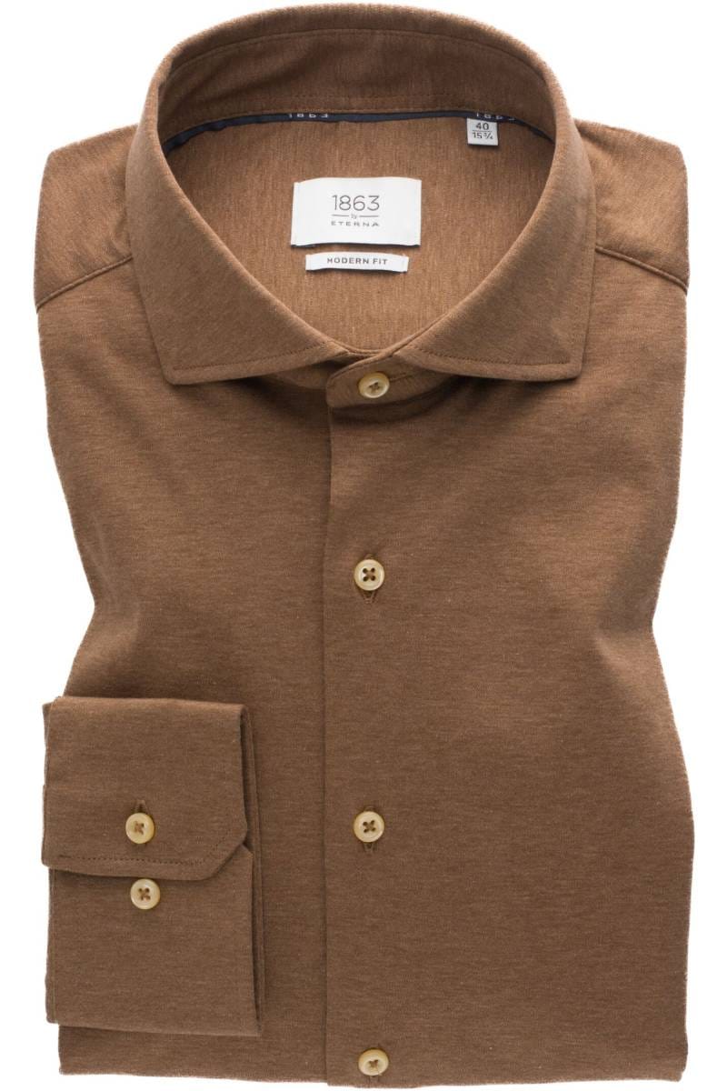 ETERNA 1863 Soft Tailoring Modern Fit Jerseyhemd beige-braun, Einfarbig