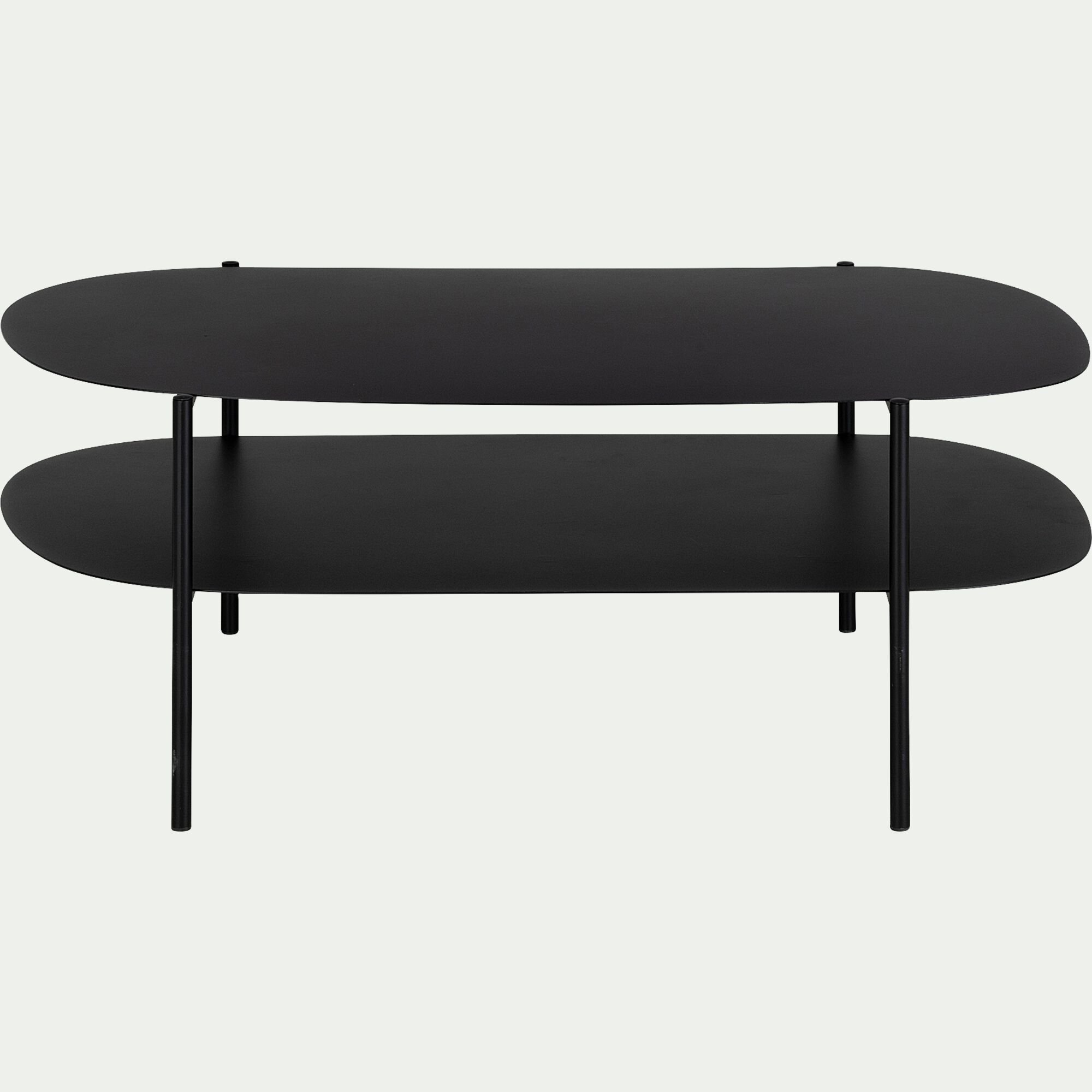 CAROUBE - Table basse en métal forme organique asymétrique - noir L112xH40cm
