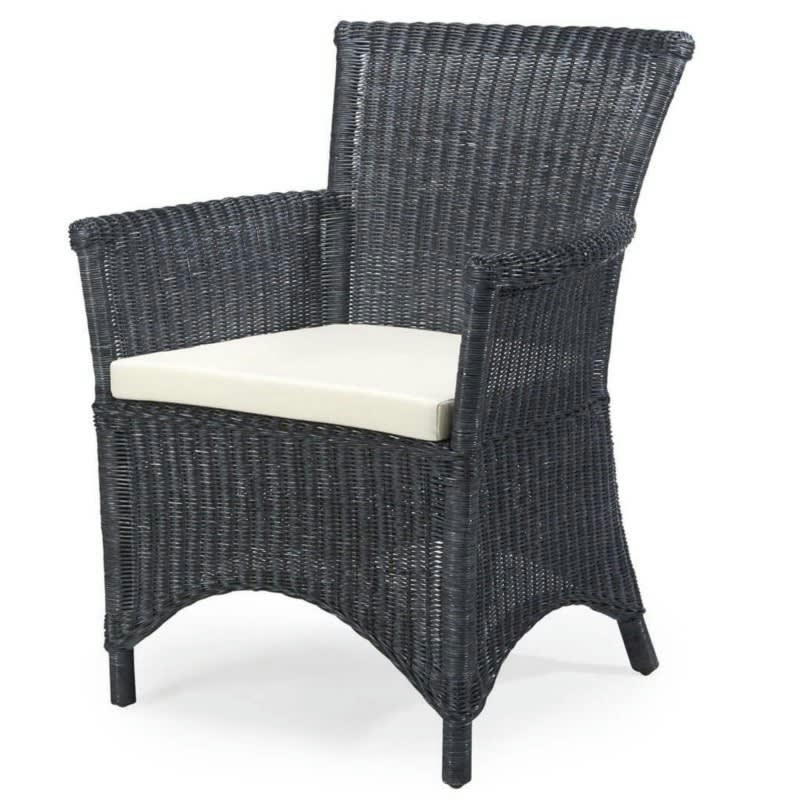 ROSAS - Fauteuil en osier tressé naturel noir