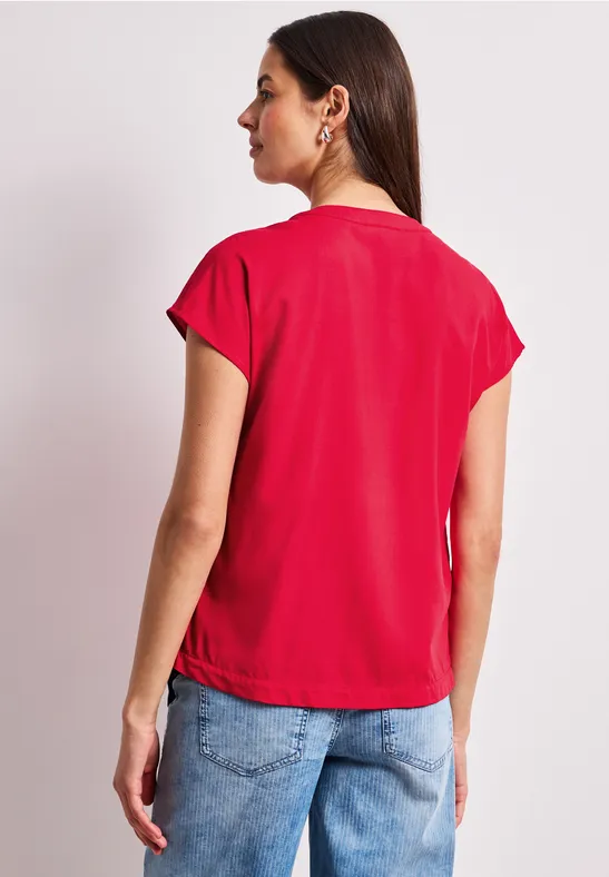 Blusenshirt in Unifarbe mit Split Neck