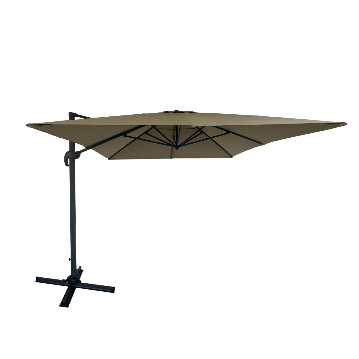 - Parasol Décentré Rond Marron 3x4m - Aluminium