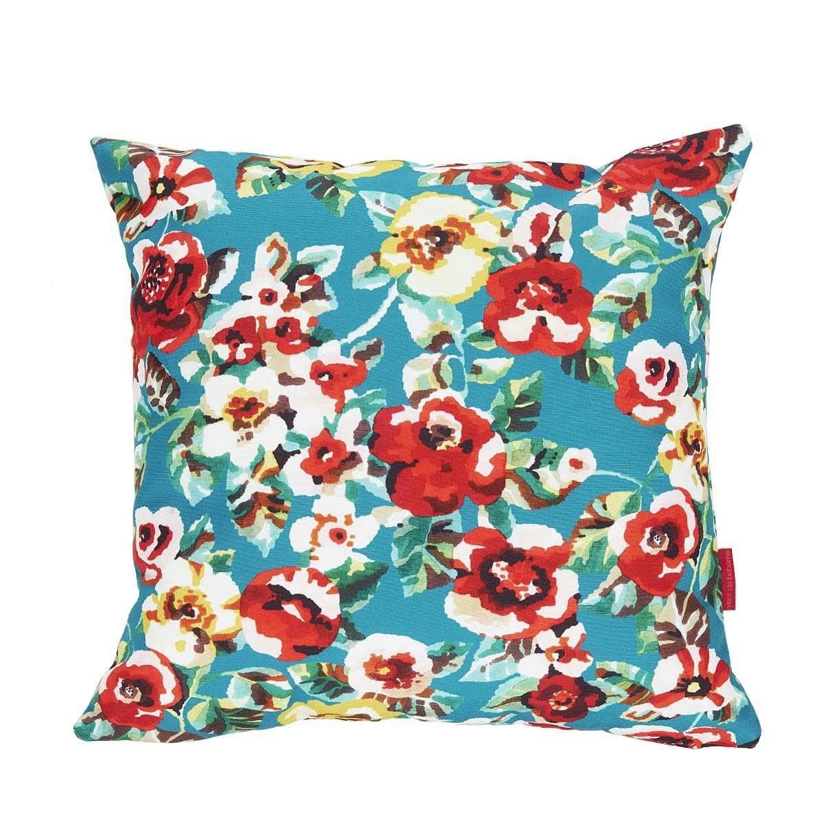 RITA - Housse de coussin extérieur fleuri vert 45x45cm
