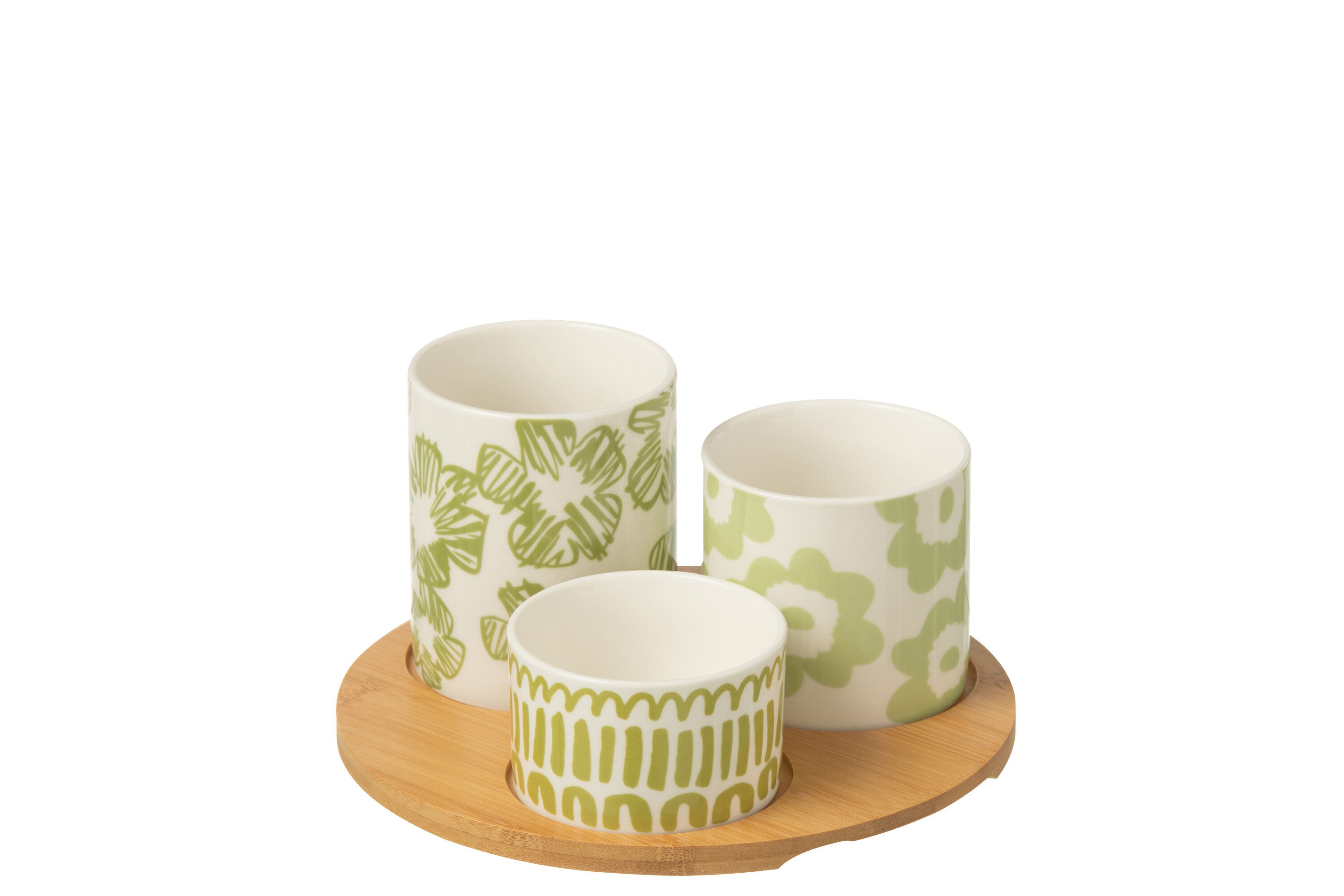 J-Line aperoschaal + dienblad - bamboe keramiek - groen - do