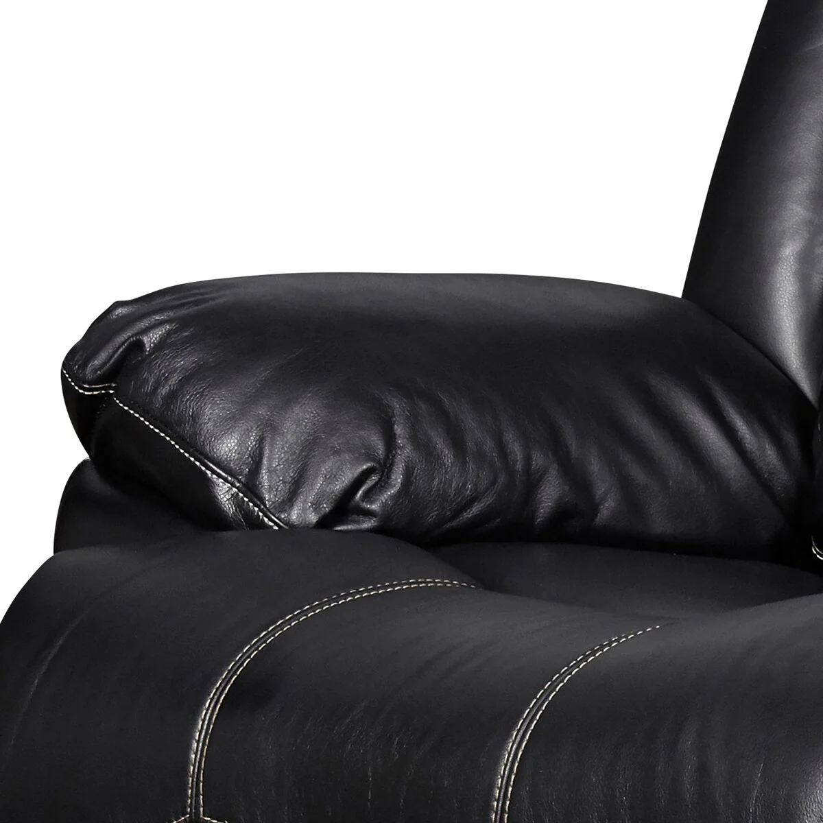 Transitional Faux Leather Upholstered Glider Reclining Chair, Black
