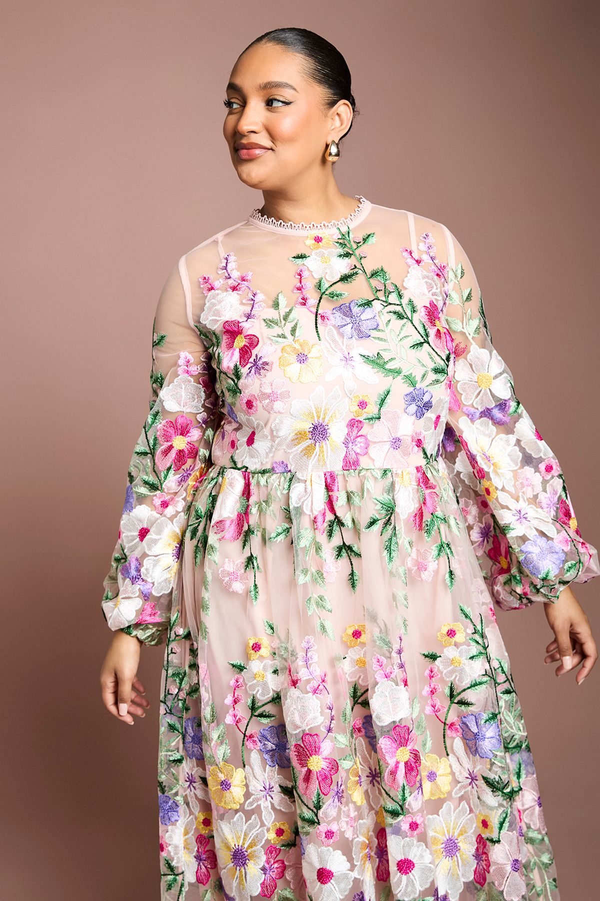 Coast Plus Muse Long Sleeve Embroidered Maxi Dress