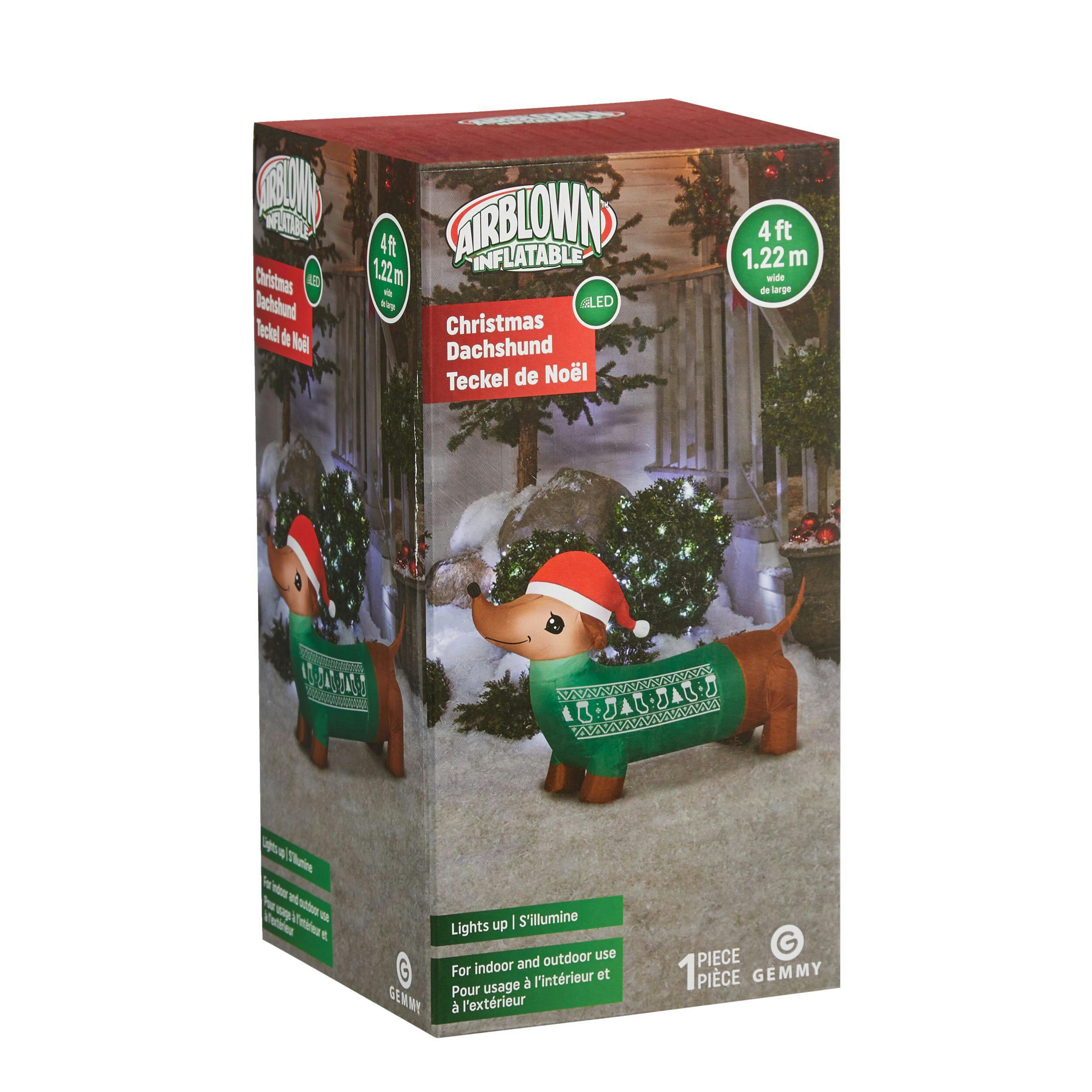 Gemmy Airblown® Whimsical Dachshund Dog Christmas Decoration, 2-ft
