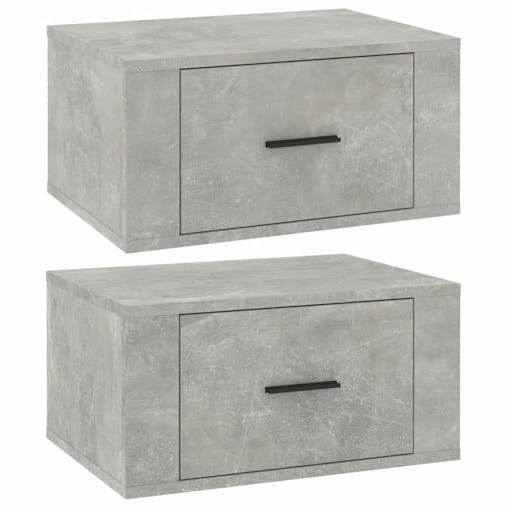 NNEVL Wall-mounted Bedside Cabinets 2 pcs Concrete Grey 50x36x25 cm
