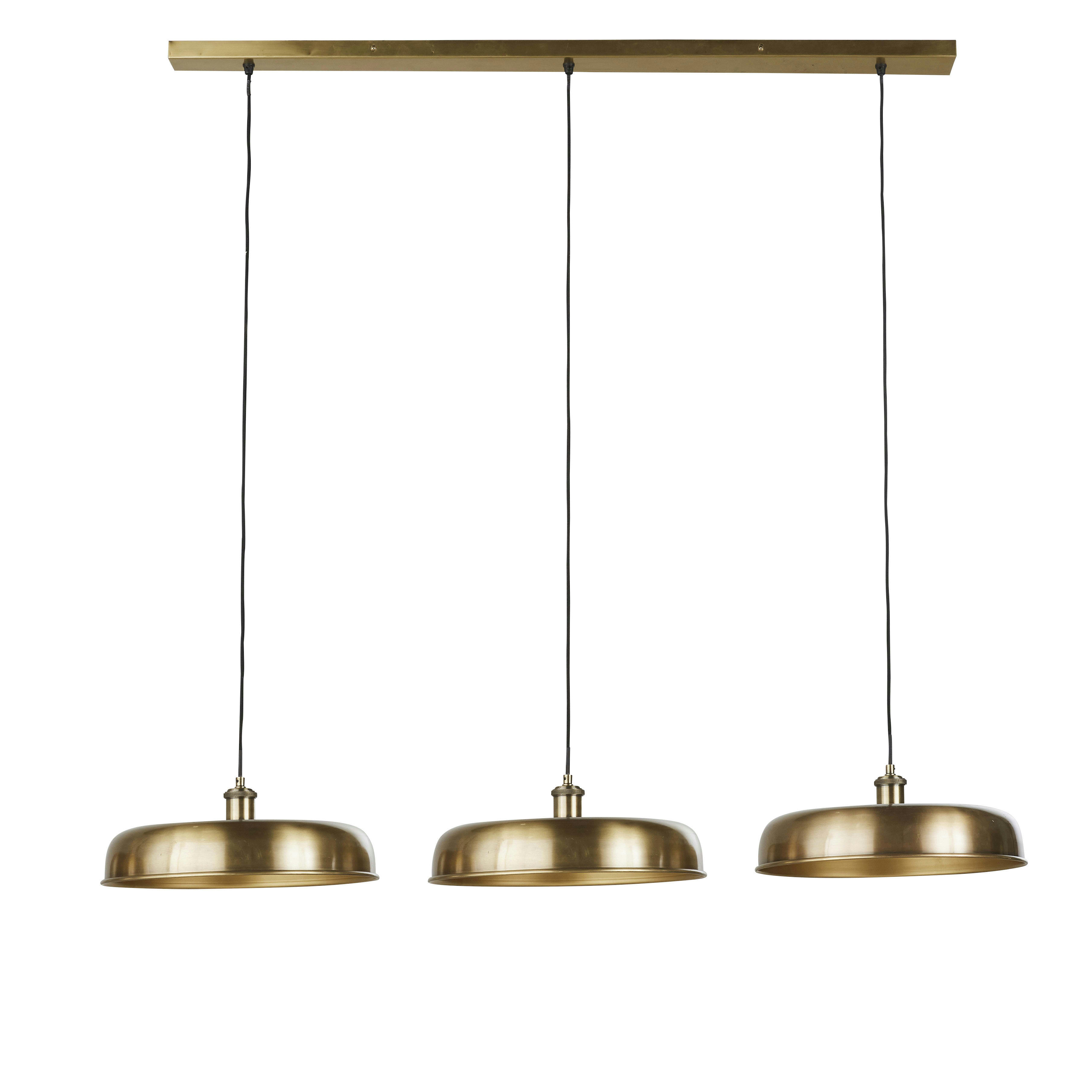 MONTEREY - Suspension rampe 3 abat-jours en laiton doré