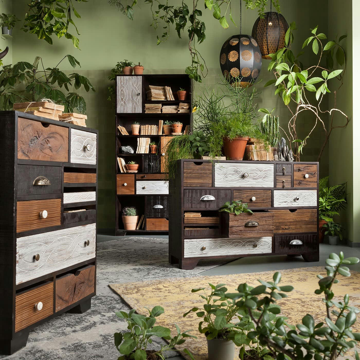 QUINTA - Commode 14 tiroirs en peuplier massif