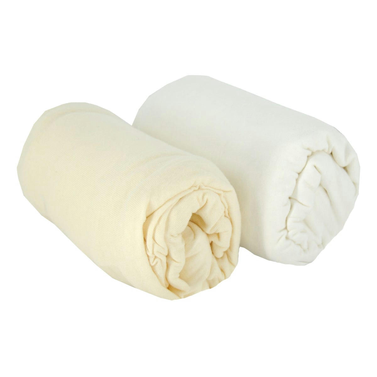 - Lot de 2 draps housses bébé en coton blanc et beige 60x120 cm
